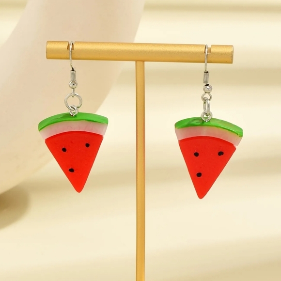 Watermelon Slice Pierced Earrings - Picture 6 of 7